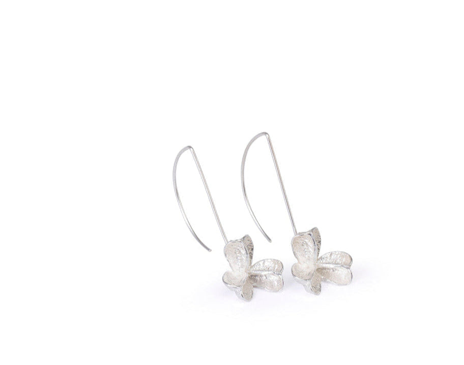 Small Silver Spikethorn short Silver Hook Earrings