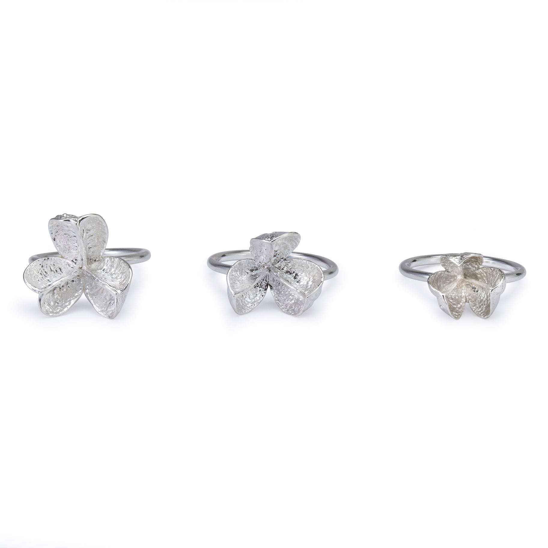 Large Medium and Small Silver Spikethorn Stack Rings