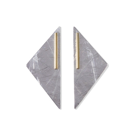 Large Silver Back and Brass Studs Abstract Duos