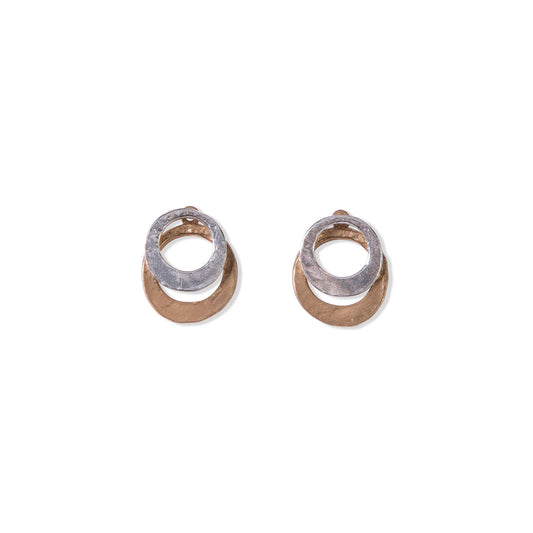 Beaten Link Studs with Silver Front and Bronze Back