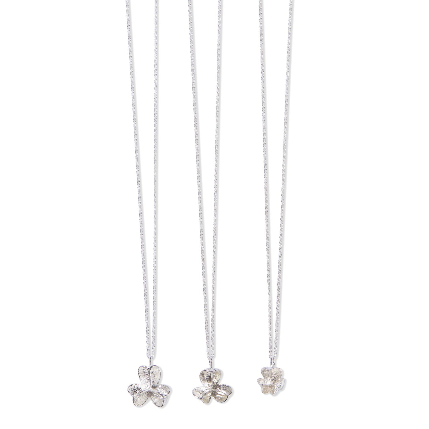 Large, Medium and Small Silver Single Pod Pendants