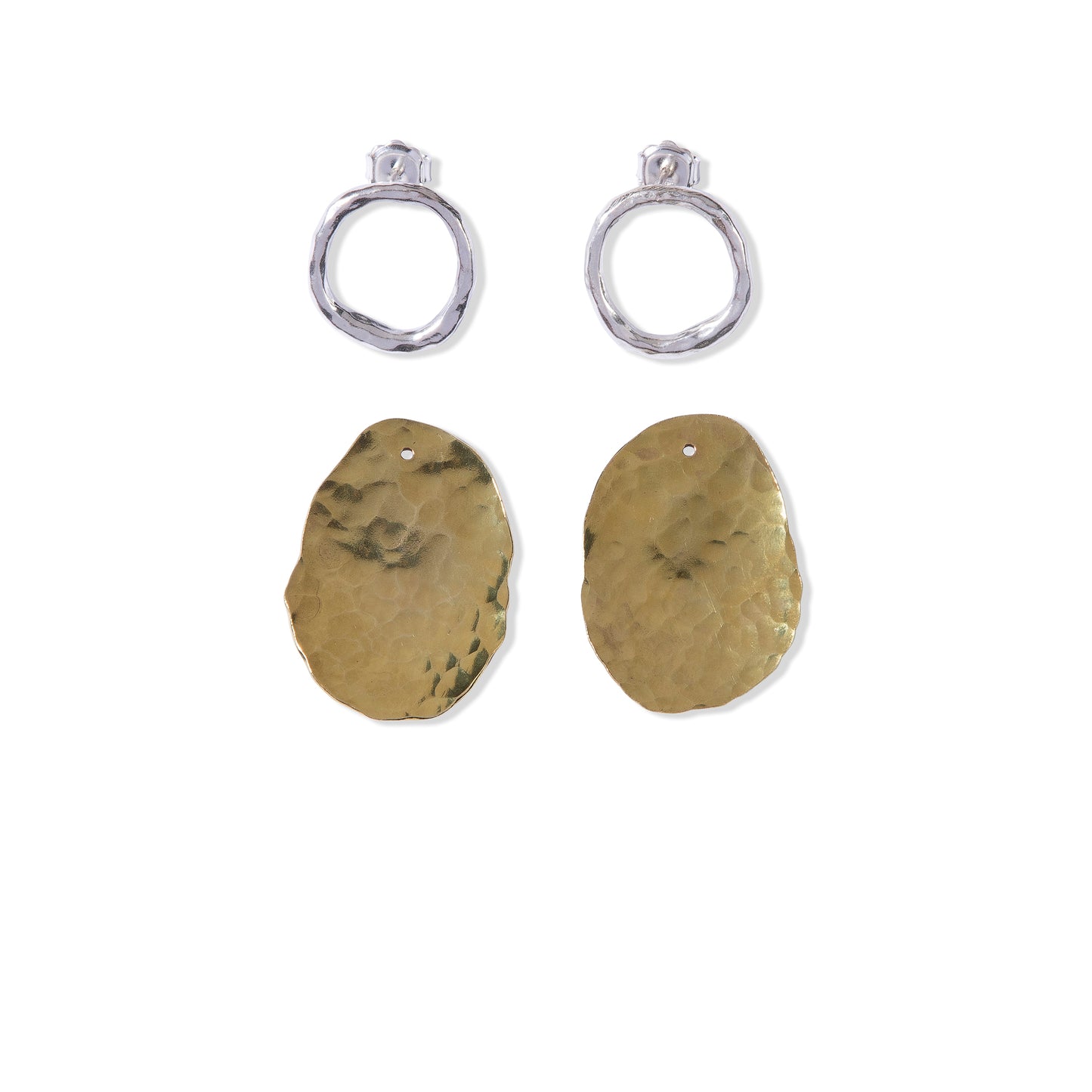 Separated Oval Duos Brass Back and Silver Stud Front