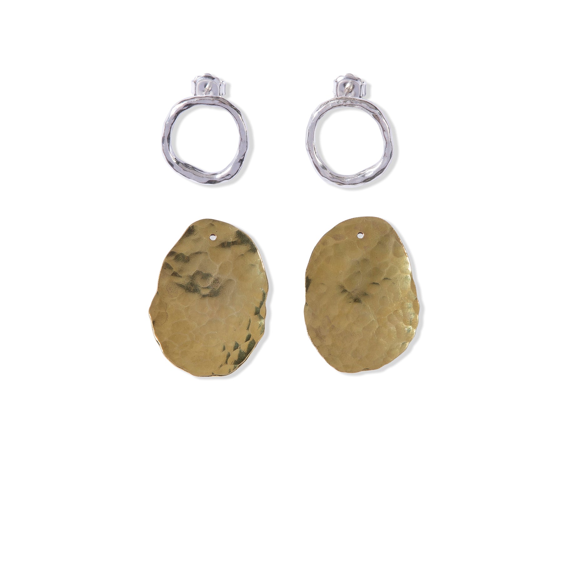 Separated Oval Duos Brass Back and Silver Stud Front