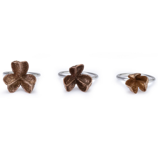 Large Medium and Small Bronze Spikethorn Stack Rings