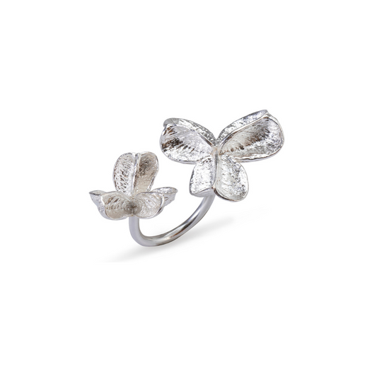 Silver Double Pod Ring with Silver Band