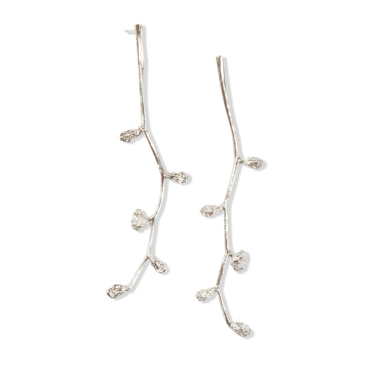 Long Silver Falling Star Studs