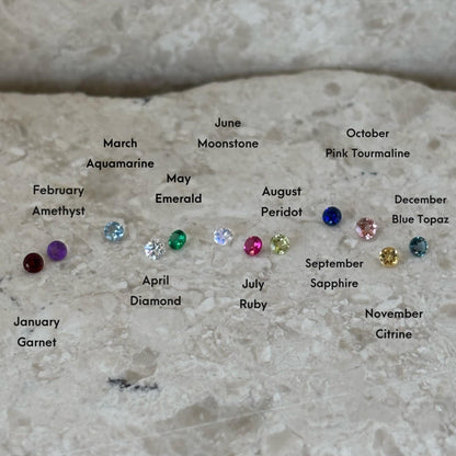 Examples of birthstones and corresponding months