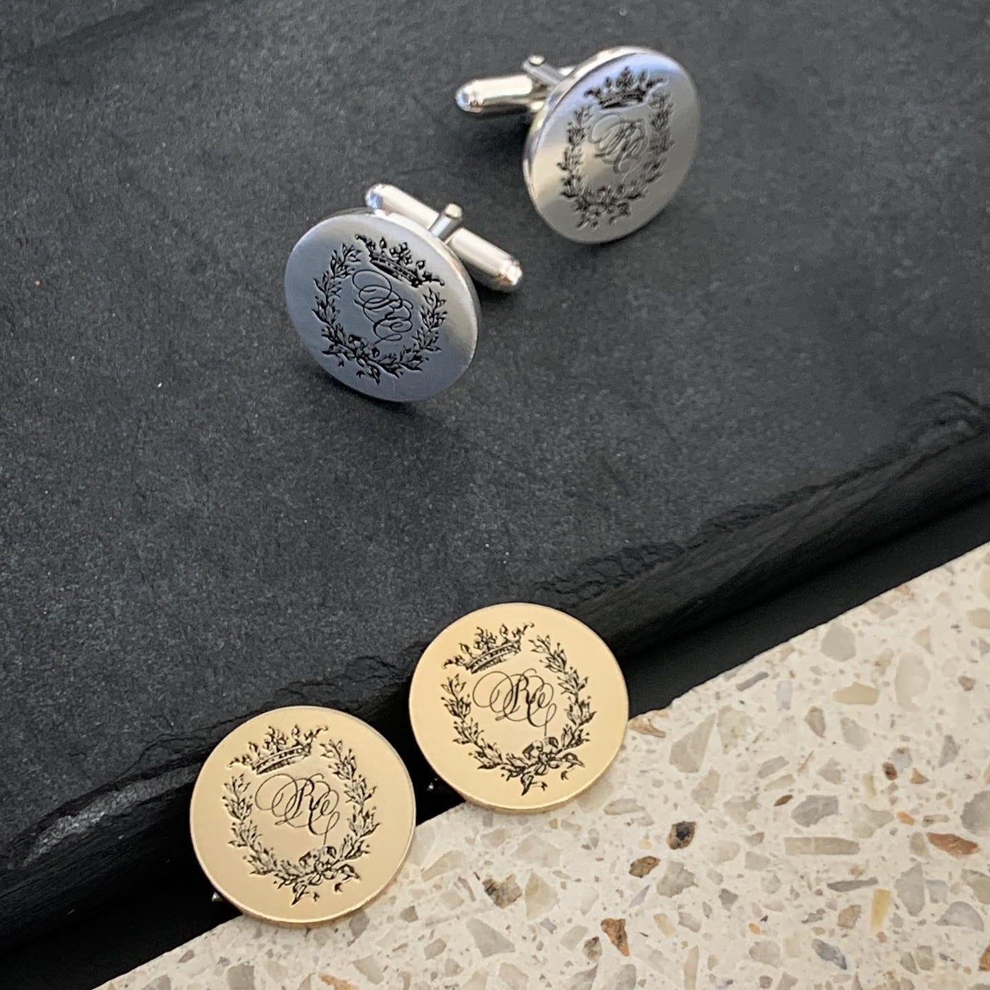 Monogramed cufflinks