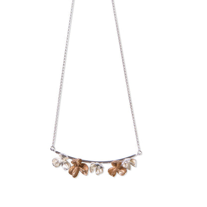 Silver and Bronze Spikethorn Curved Bar Necklace - 5 pods by Tiffany Marx