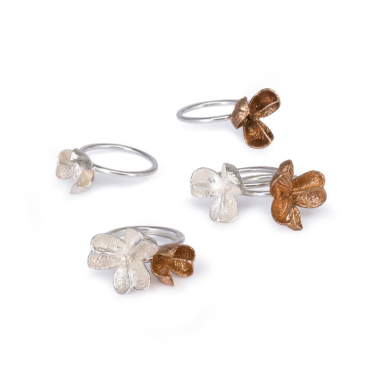 Large, Medium and Small Bronze and Large, Medium and Small Silver Spikethorn Stack Rings by Tiffany Marx