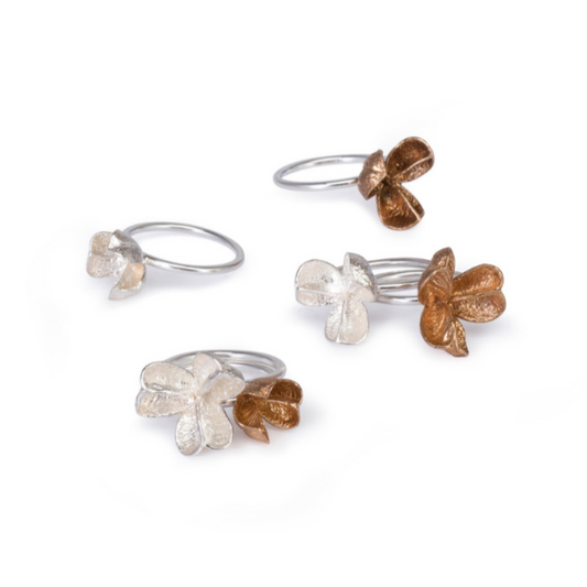 Large, Medium and Small Bronze and Large, Medium and Small Silver Spikethorn Stack Rings by Tiffany Marx