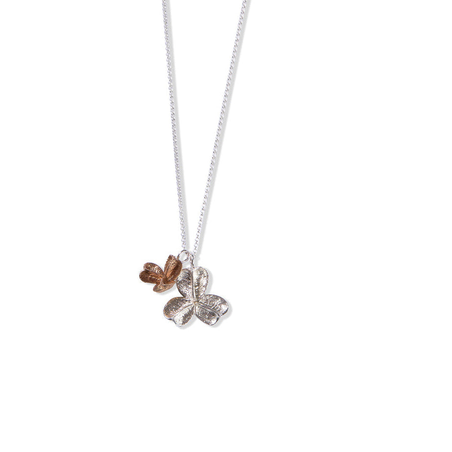 Larger silver and smaller bronze spikethorn double pendant
