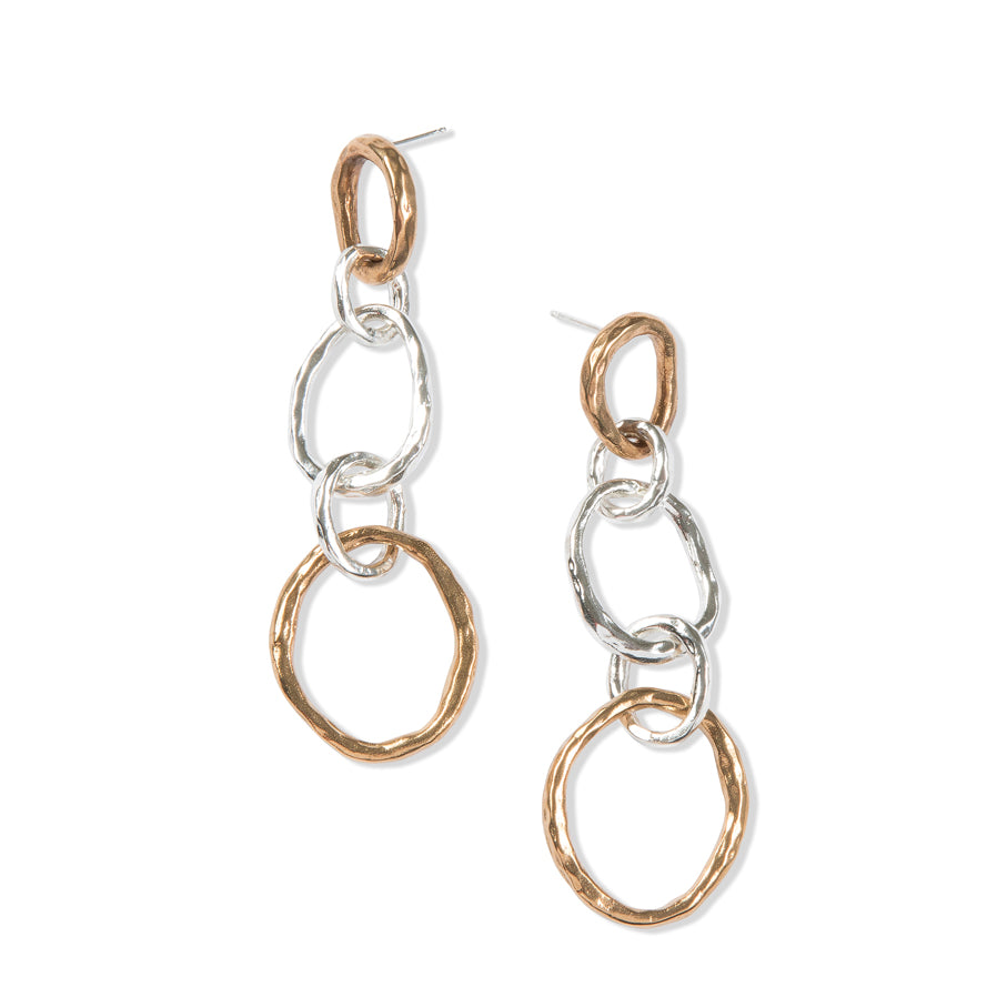 two tone statement hoops by tiffany marx made from bronze and silver
