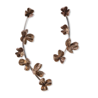 Bronze Spikethorn Statement Earrings on silver bar by Tiffany Marx