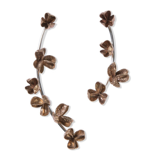 Bronze Spikethorn Statement Earrings on silver bar by Tiffany Marx