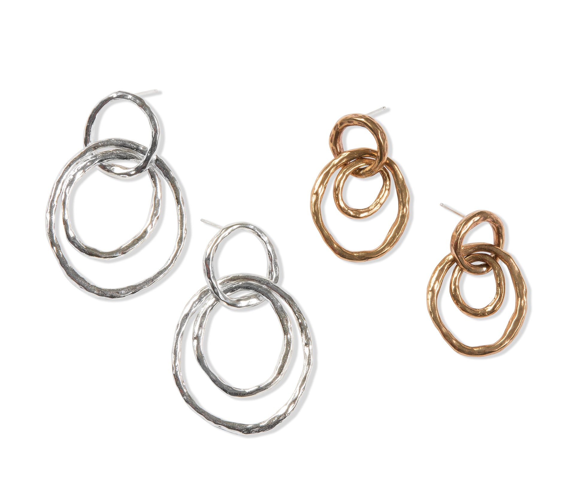Small Bronze Statement Hoops and Large Silver Statement Hoops by Tiffany Marx