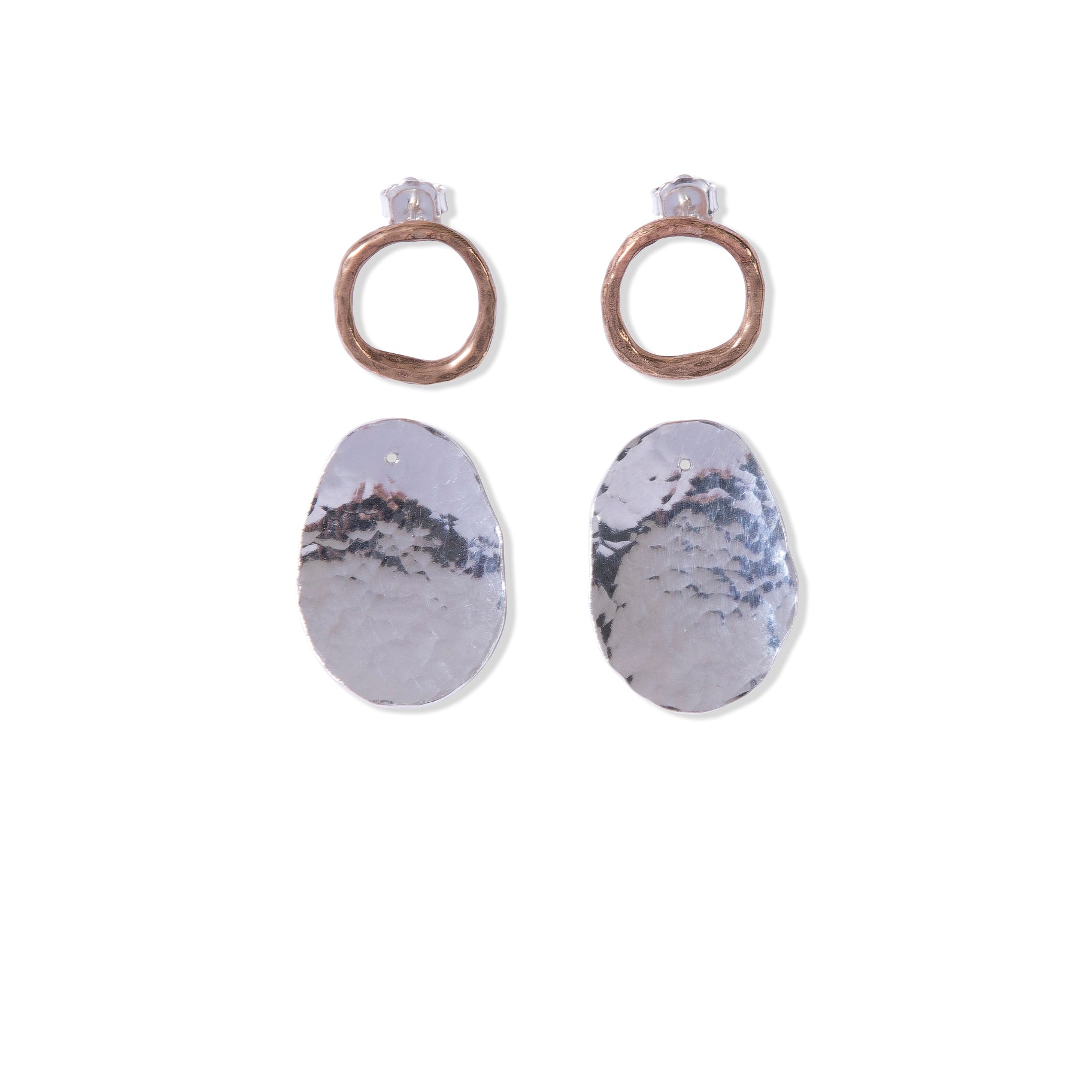 Separated Oval Duos - Silver Back and Bronze Stud Front by Tiffany Marx