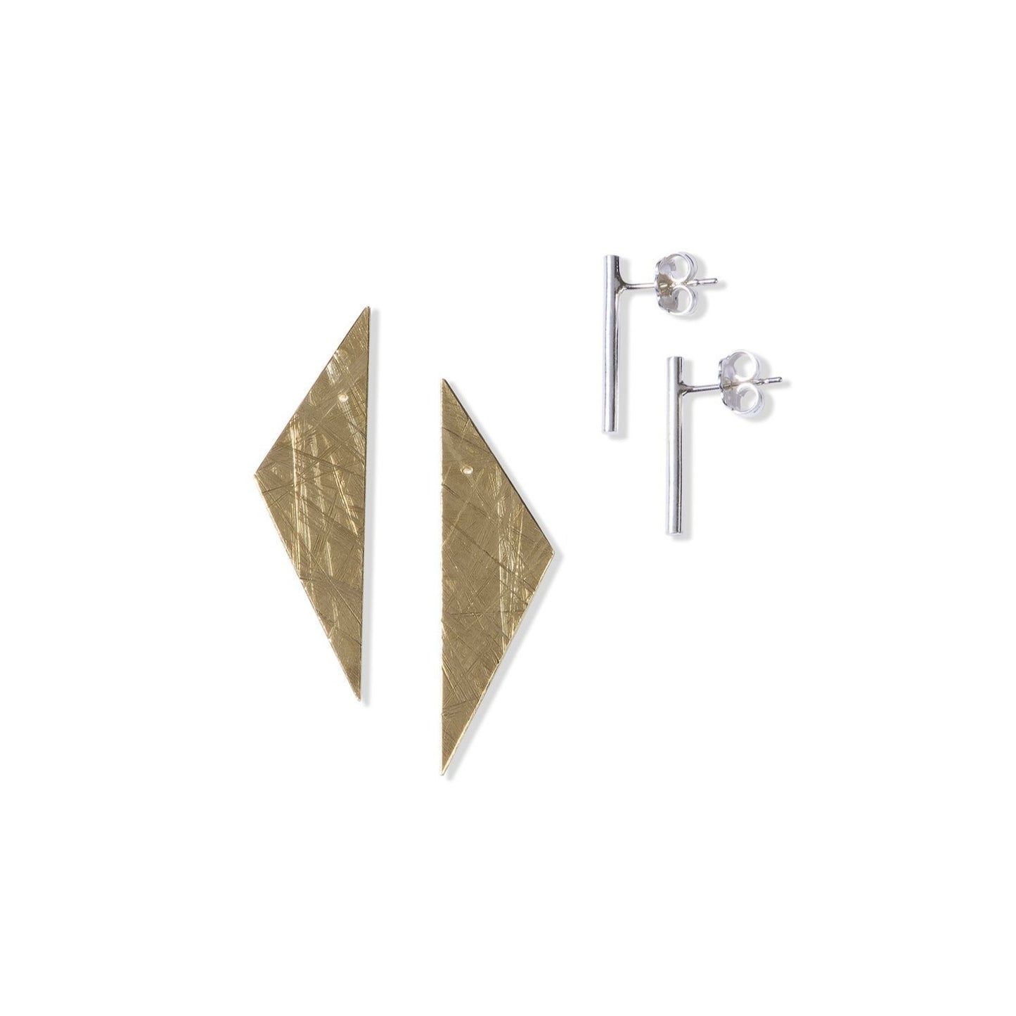 Small Abstract Duos - Separate Brass Back and Silver Stud by Tiffany Marx