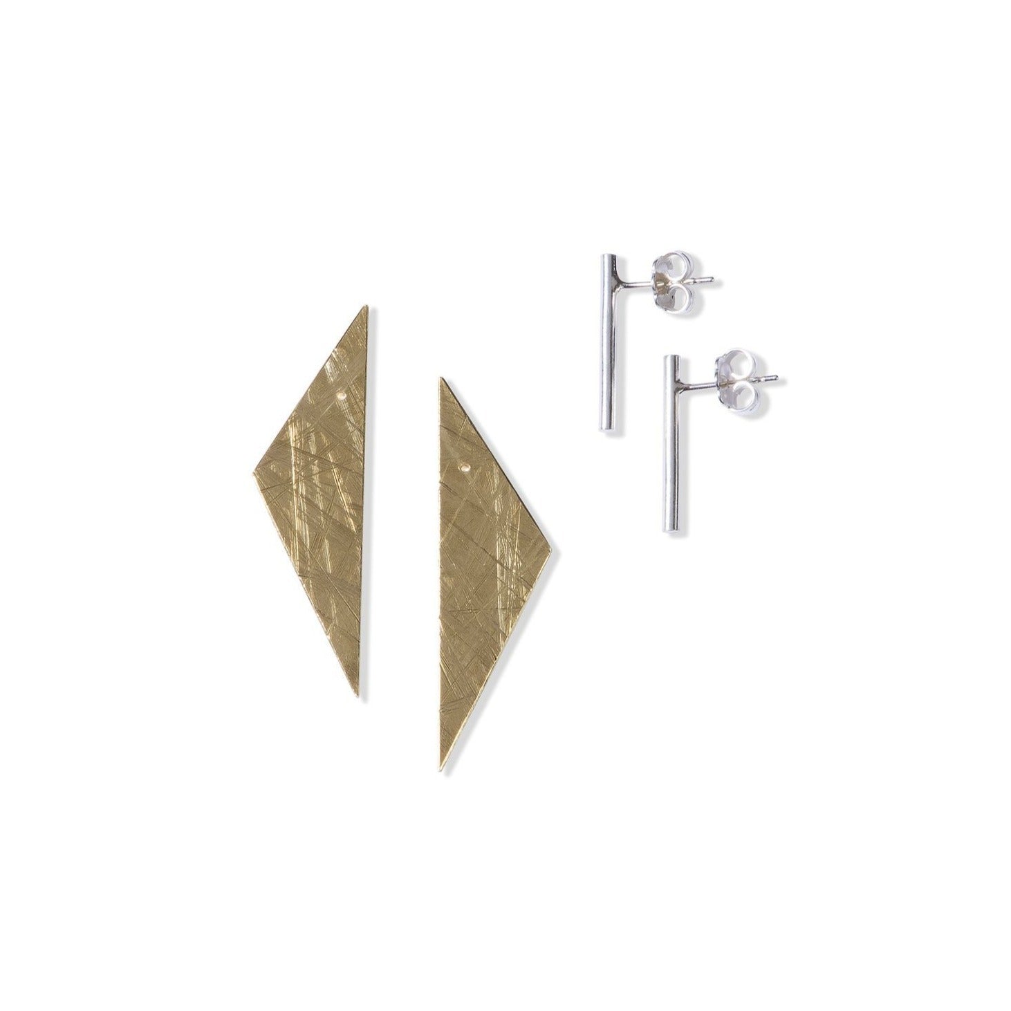 Small Abstract Duos - Separate Brass Back and Silver Stud by Tiffany Marx