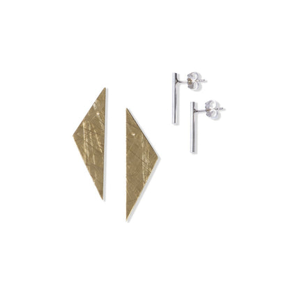 Small Abstract Duos - Separate Brass Back and Silver Stud by Tiffany Marx