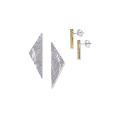 Small Abstract Duos - Separate Silver Back and Brass Stud by Tiffany Marx