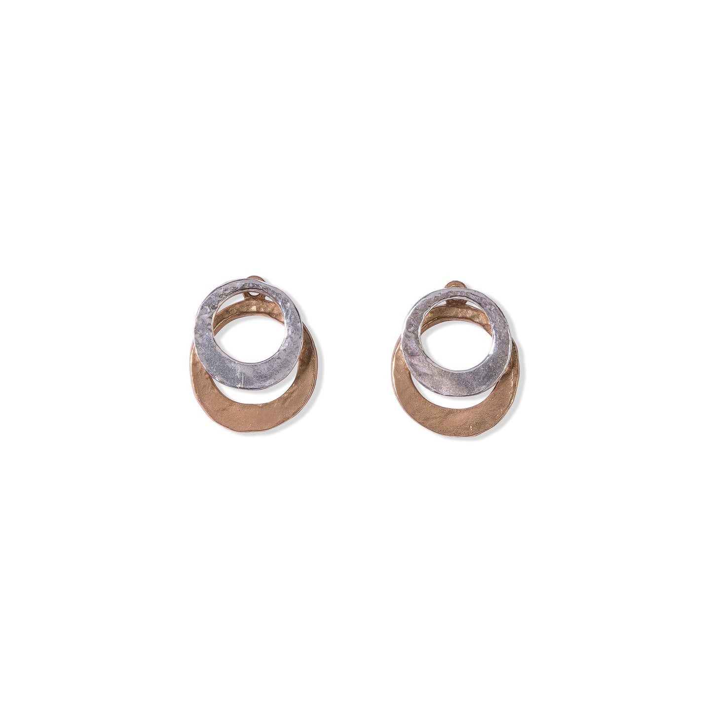 Beaten Link Studs with Silver Front and Bronze Back by Tiffany Marx