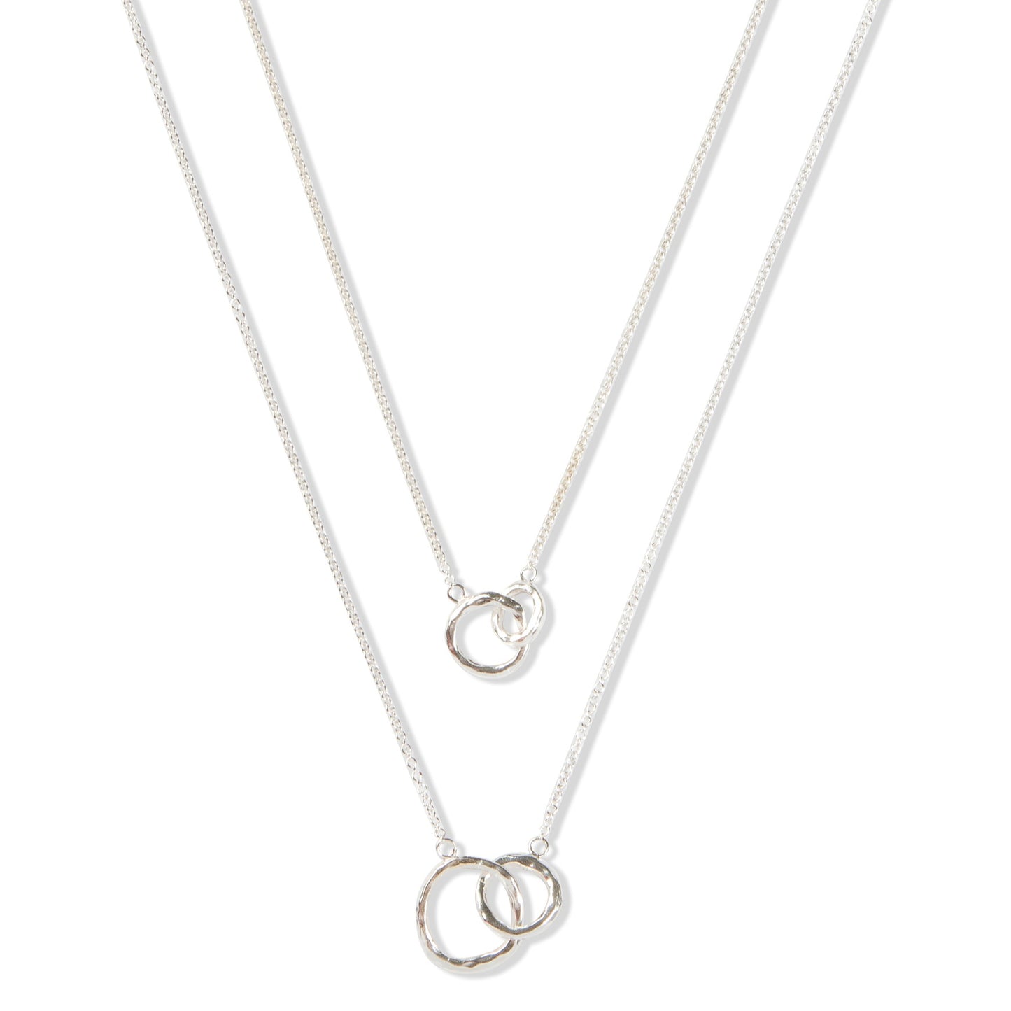 Small and Large Silver Interlinked Necklaces by Tiffany Marx