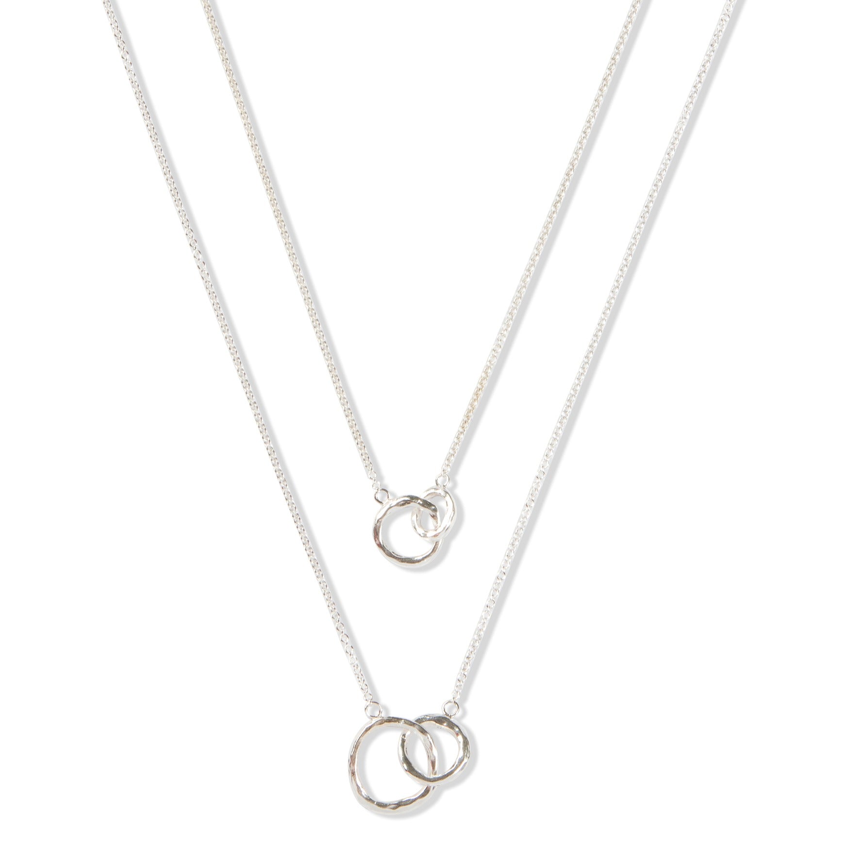 Small and Large Silver Interlinked Necklaces by Tiffany Marx