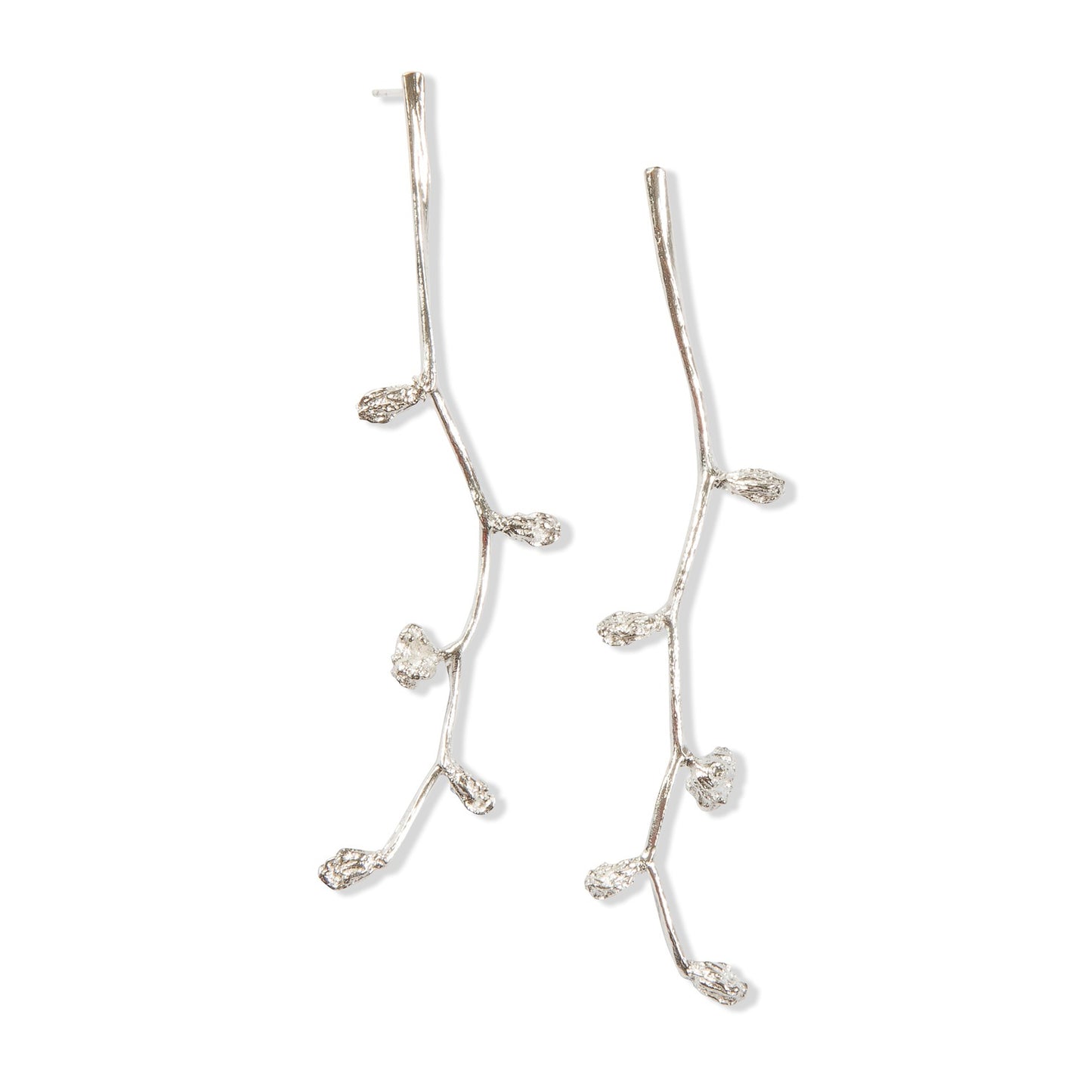 Long Silver Falling Star Studs by Tiffany Marx
