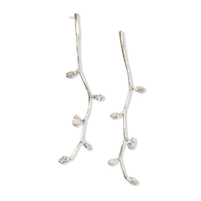 Long Silver Falling Star Studs by Tiffany Marx