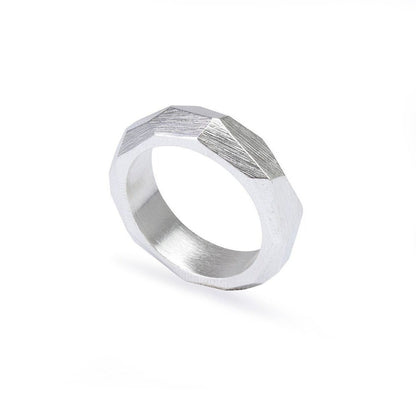 Silver Wide Faceted Ring by Tiffany Marx