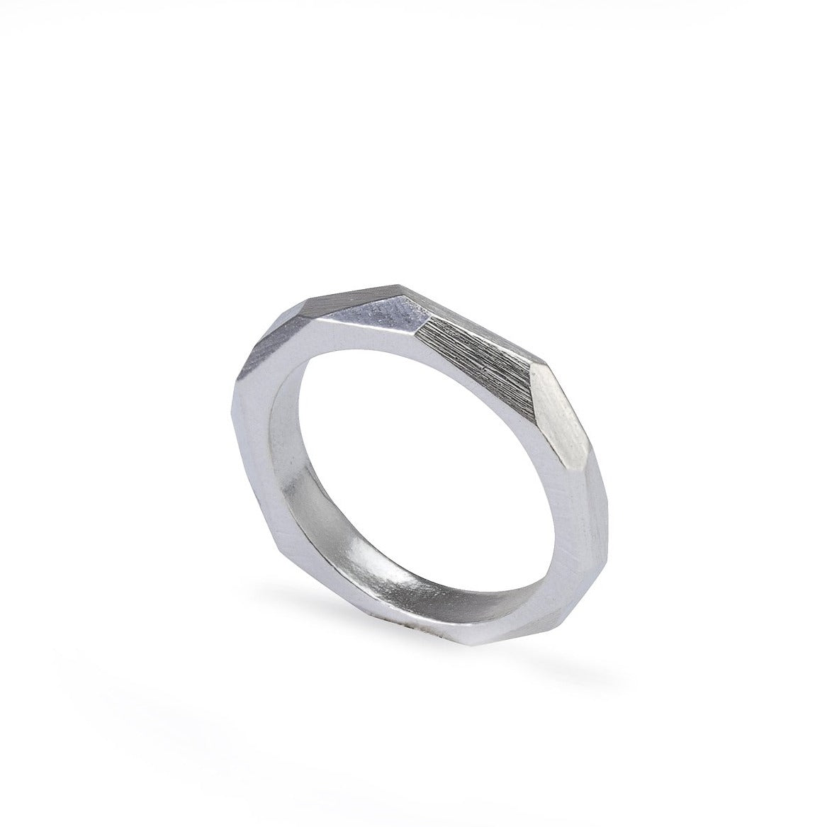Silver Skinny Faceted Ring by Tiffany Marx