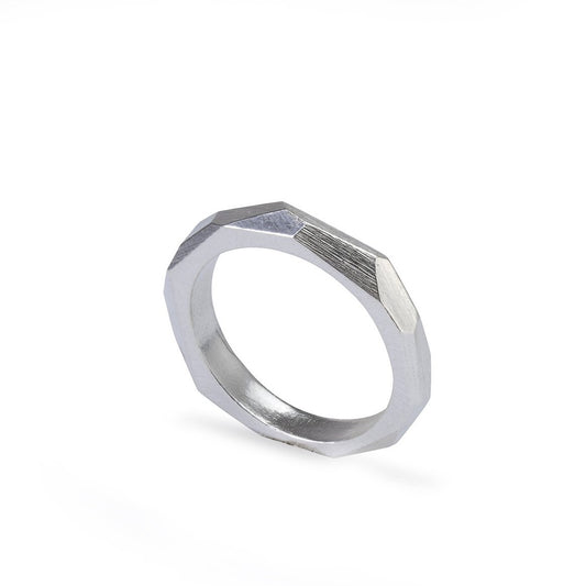 Silver Skinny Faceted Ring by Tiffany Marx