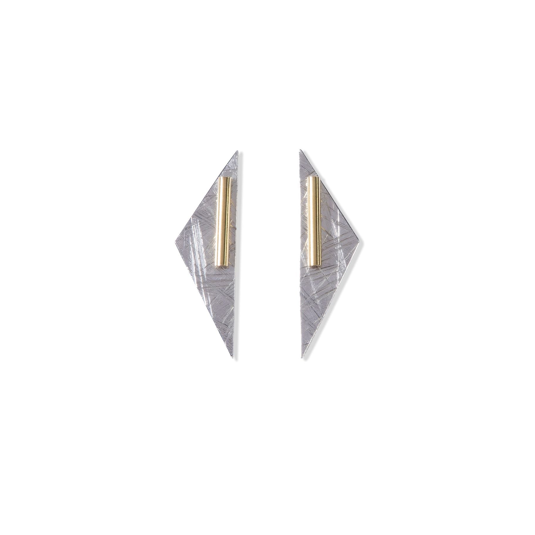 Small Abstract Duos - Silver Back and Brass Stud by Tiffany Marx