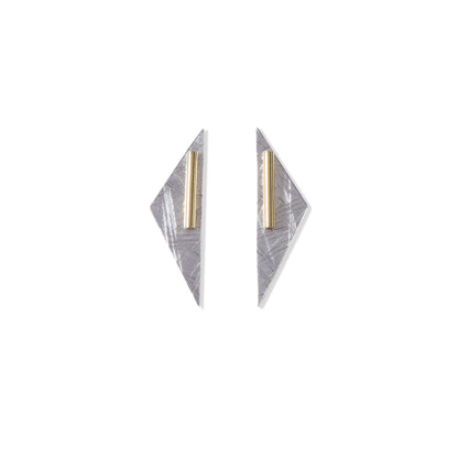 Small Abstract Duos - Silver Back and Brass Stud by Tiffany Marx