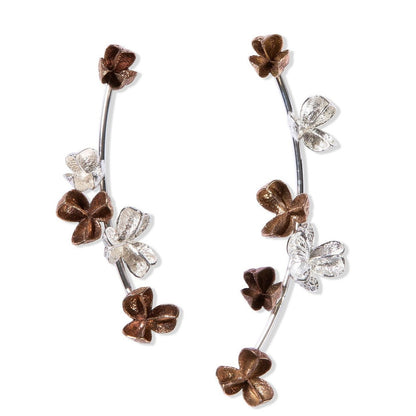 Two-Tone Bronze and Silver Spikethorn Statement Earrings by Tiffany Marx