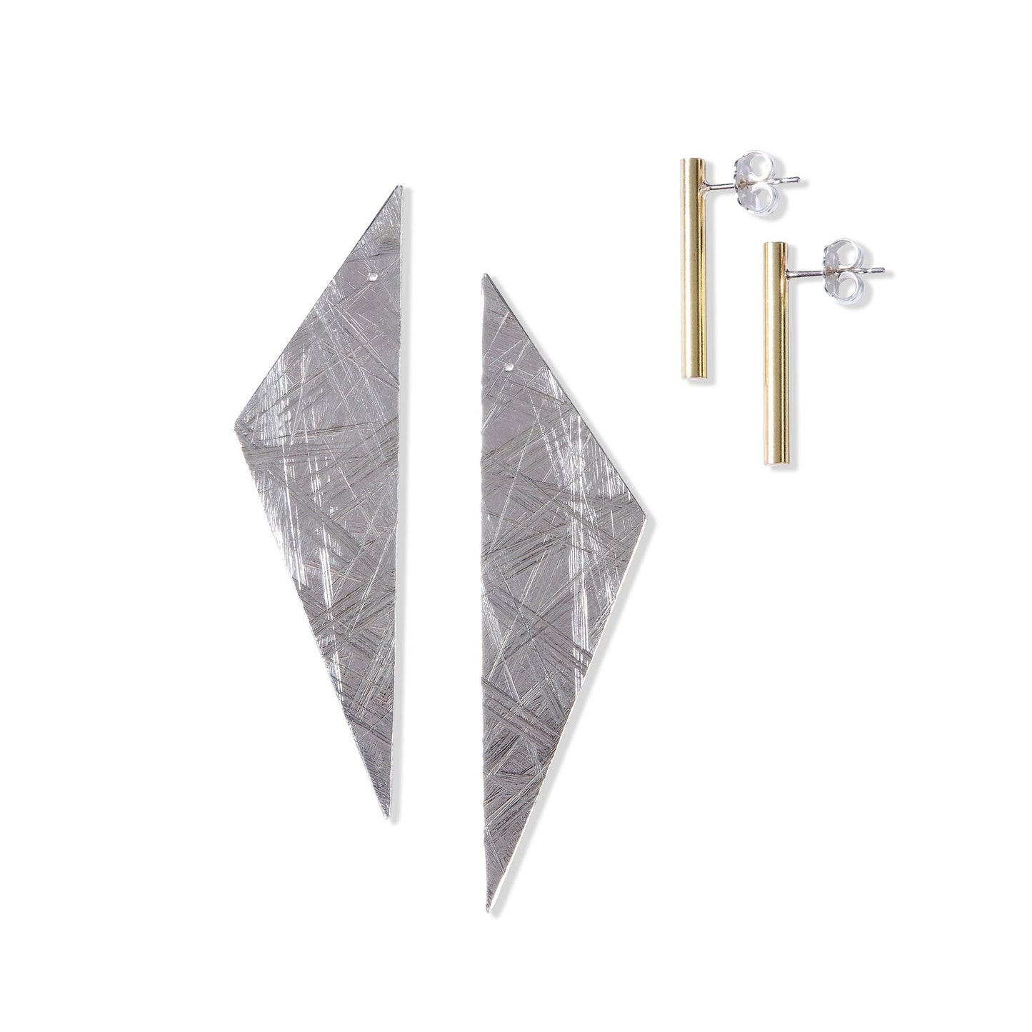 Medium Abstract Duos - Separate Silver Back and Brass Stud by Tiffany Marx