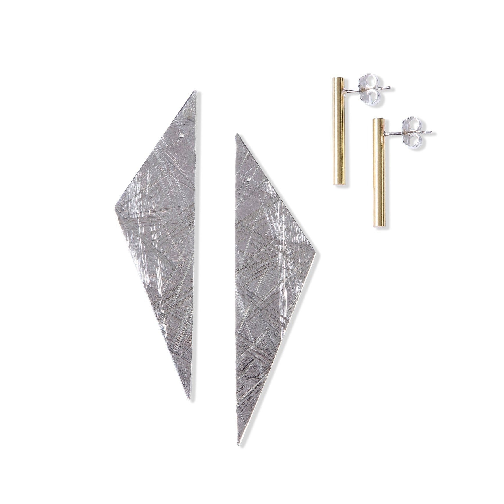 Medium Abstract Duos - Separate Silver Back and Brass Stud by Tiffany Marx